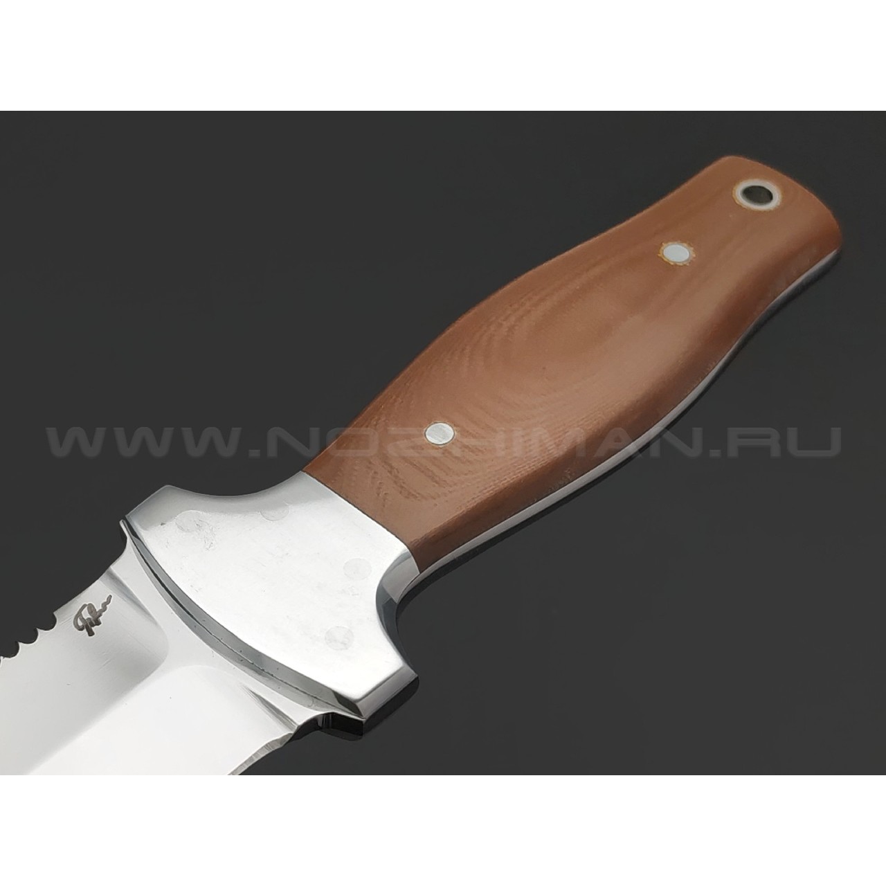 Платонов Д.Г. кованый нож Кинжал мини, сталь Х12МФ, рукоять G10 brown