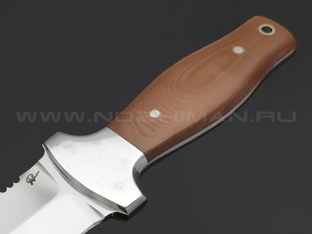 Платонов Д.Г. кованый нож Кинжал мини, сталь Х12МФ, рукоять G10 brown
