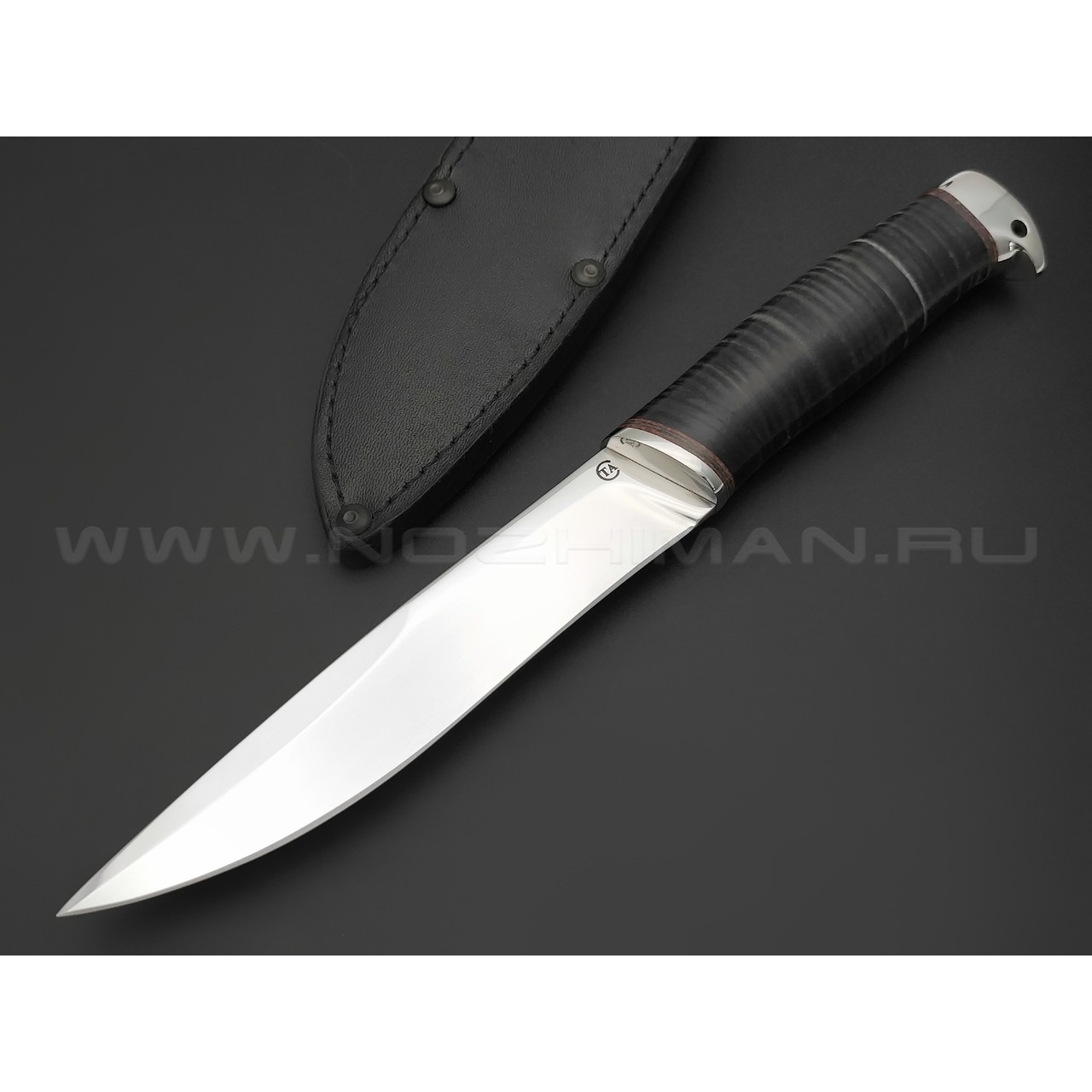 Титов и Солдатова нож Русак-2 сталь 95Х18, рукоять Наборная кожа, мельхиор