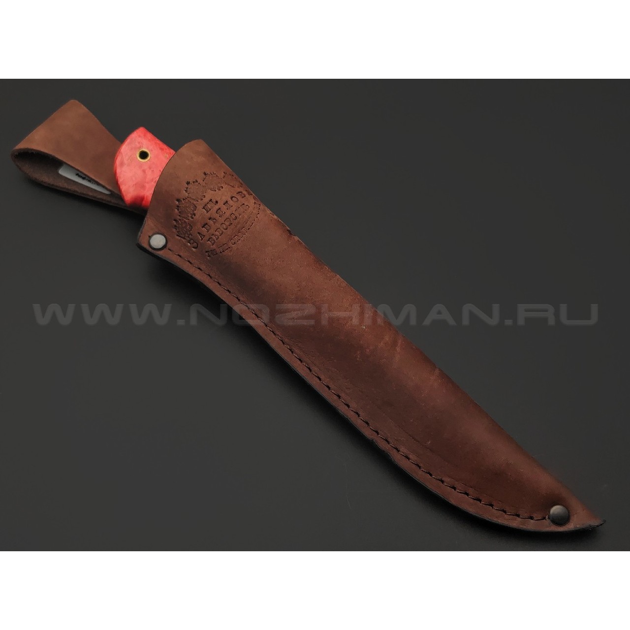 Товарищество Завьялова нож Скинер-М сталь K340, рукоять Стаб. дерево красное, латунь