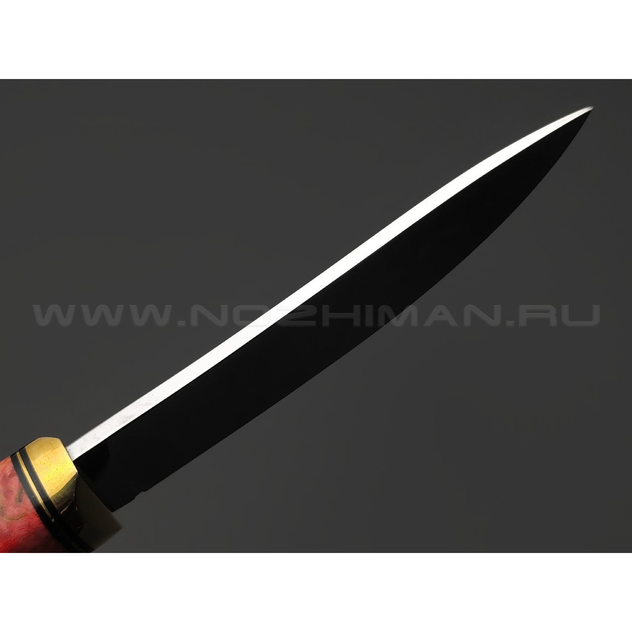 Товарищество Завьялова нож Скинер-М сталь K340, рукоять Стаб. дерево красное, латунь