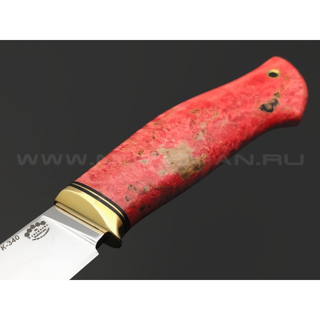 Товарищество Завьялова нож Скинер-М сталь K340, рукоять Стаб. дерево красное, латунь