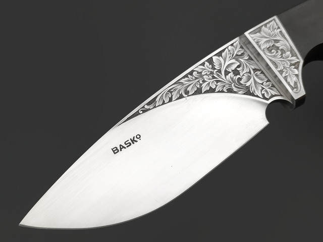 BASCo нож Баско-4 сталь Bohler N695 гравировка "Орнамент", Рукоять дерево граб, титан