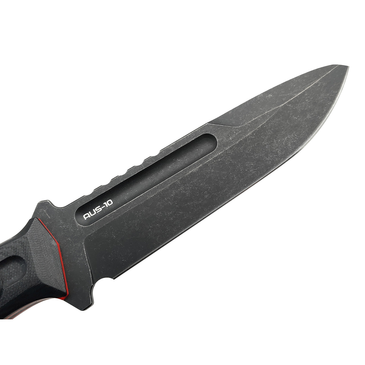 N.C.Custom нож Parachuter сталь Aus-10 блэквош, рукоять G10 Black & Red