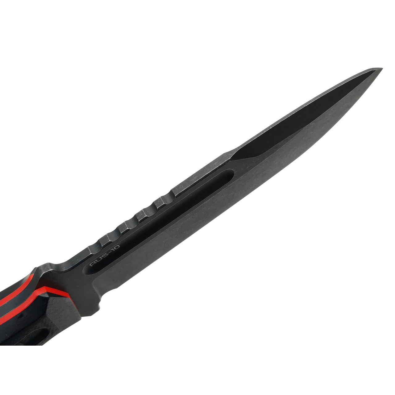 N.C.Custom нож Parachuter сталь Aus-10 блэквош, рукоять G10 Black & Red