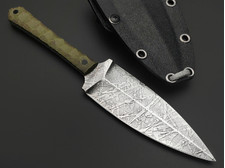 Волчий Век нож Кинжалойд Custom сталь N690 WA травление Хаотик, Рукоять микарта, пины карбон