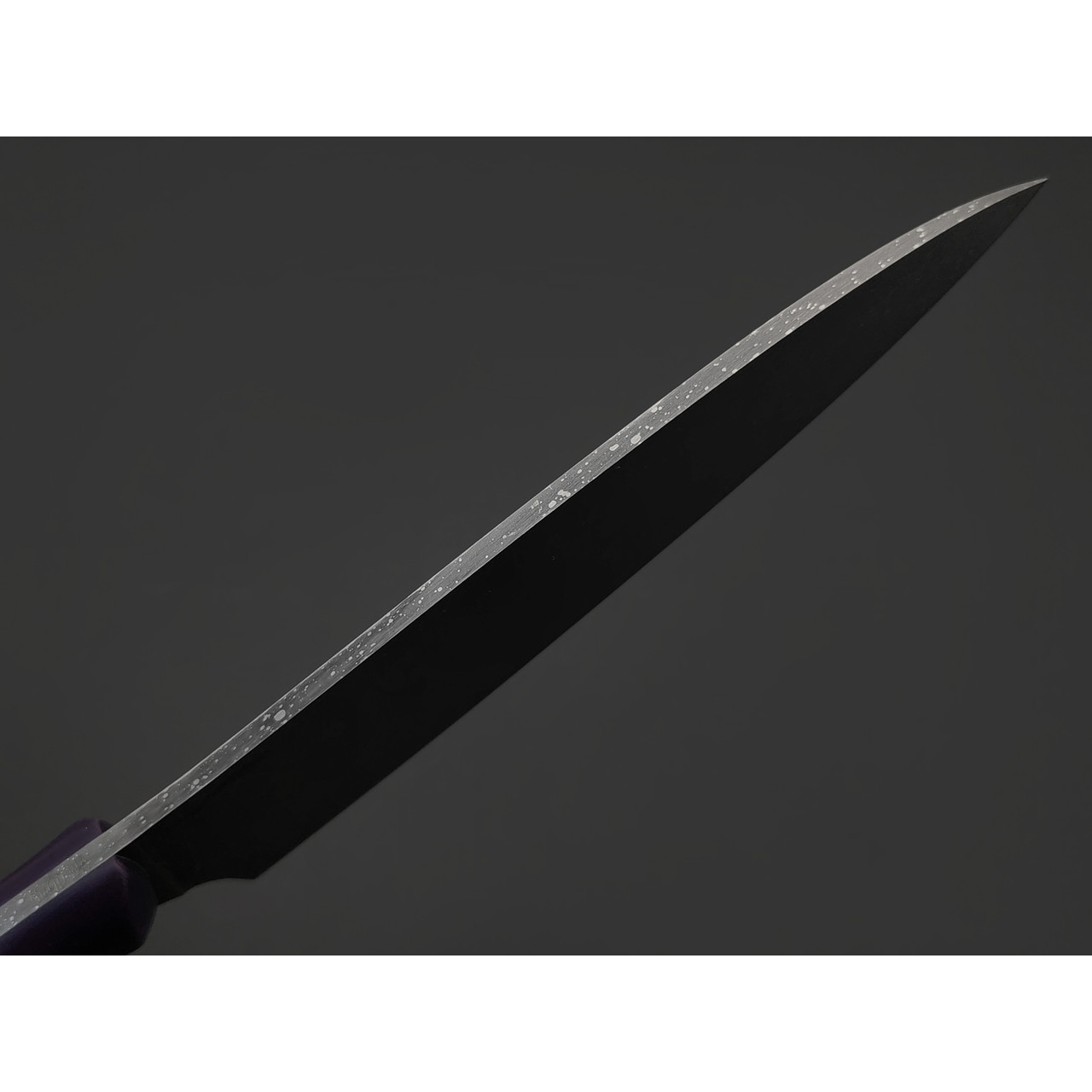 Волчий Век кухонный нож Шеф Custom сталь N690 WA, Рукоять G10 purple, пины карбон