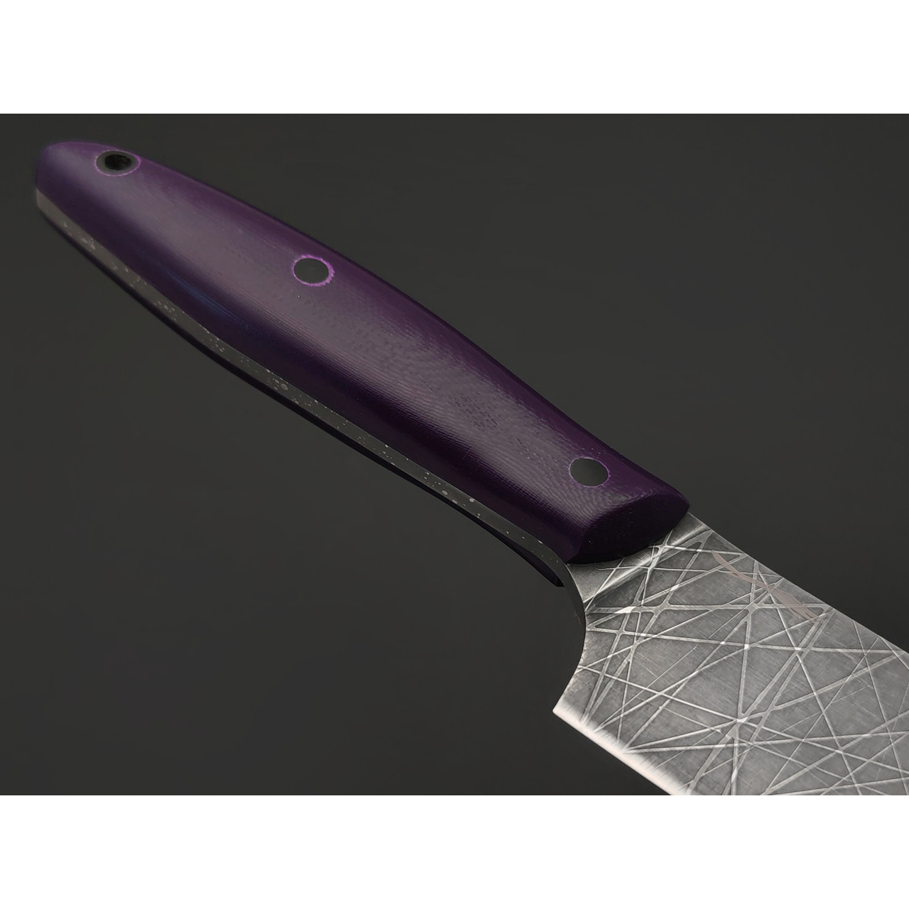 Волчий Век кухонный нож Шеф Custom сталь N690 WA, Рукоять G10 purple, пины карбон
