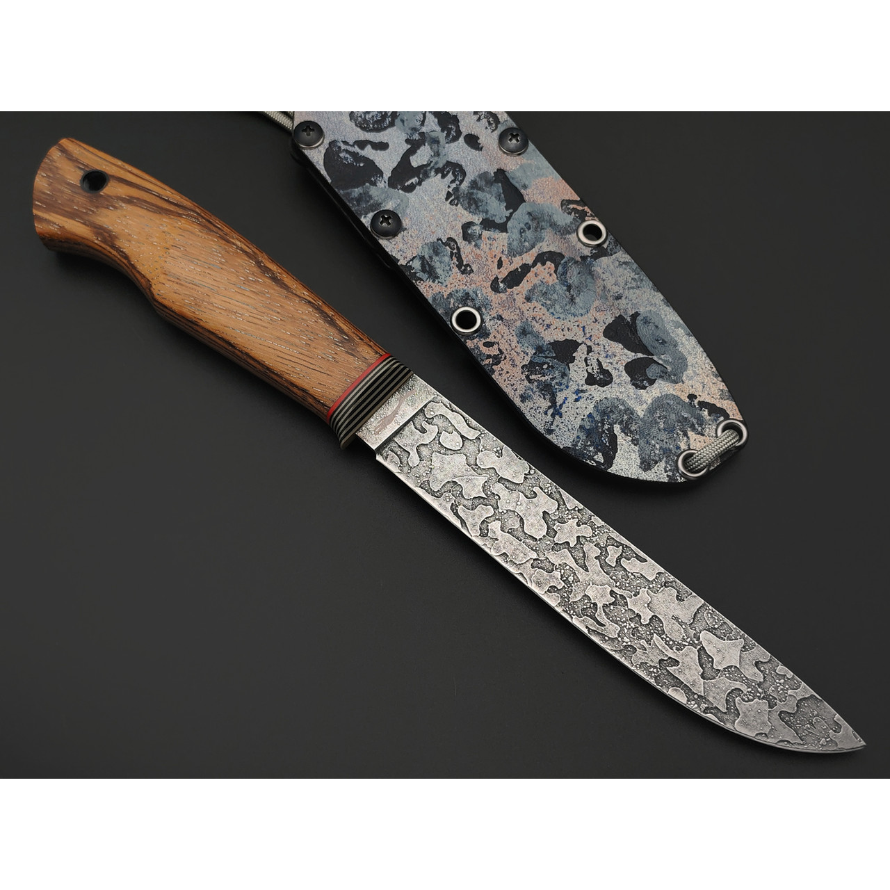 Волчий Век нож Слон Custom сталь Niolox WA травление "Camo", Рукоять палисандр, G10