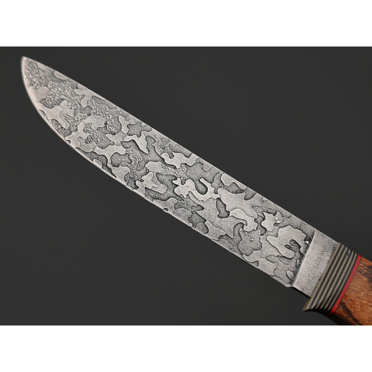 Волчий Век нож Слон Custom сталь Niolox WA травление "Camo", Рукоять палисандр, G10
