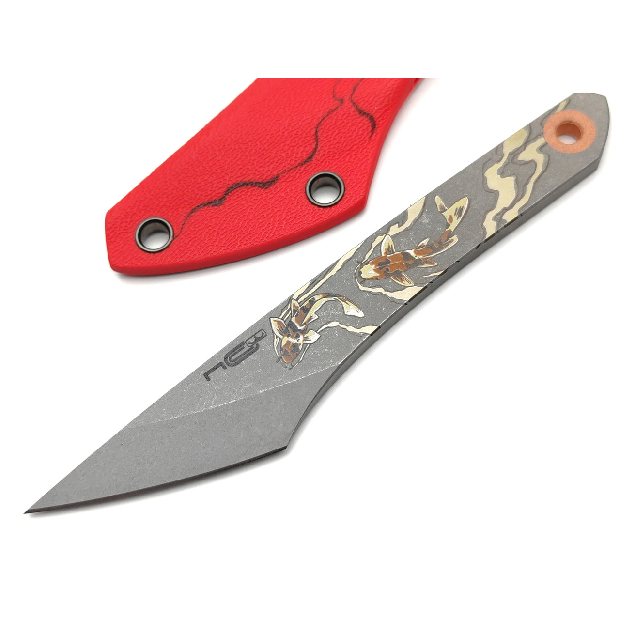 N.C.Custom киридаши KOI сталь Aus-8 стоунвош, kydex red