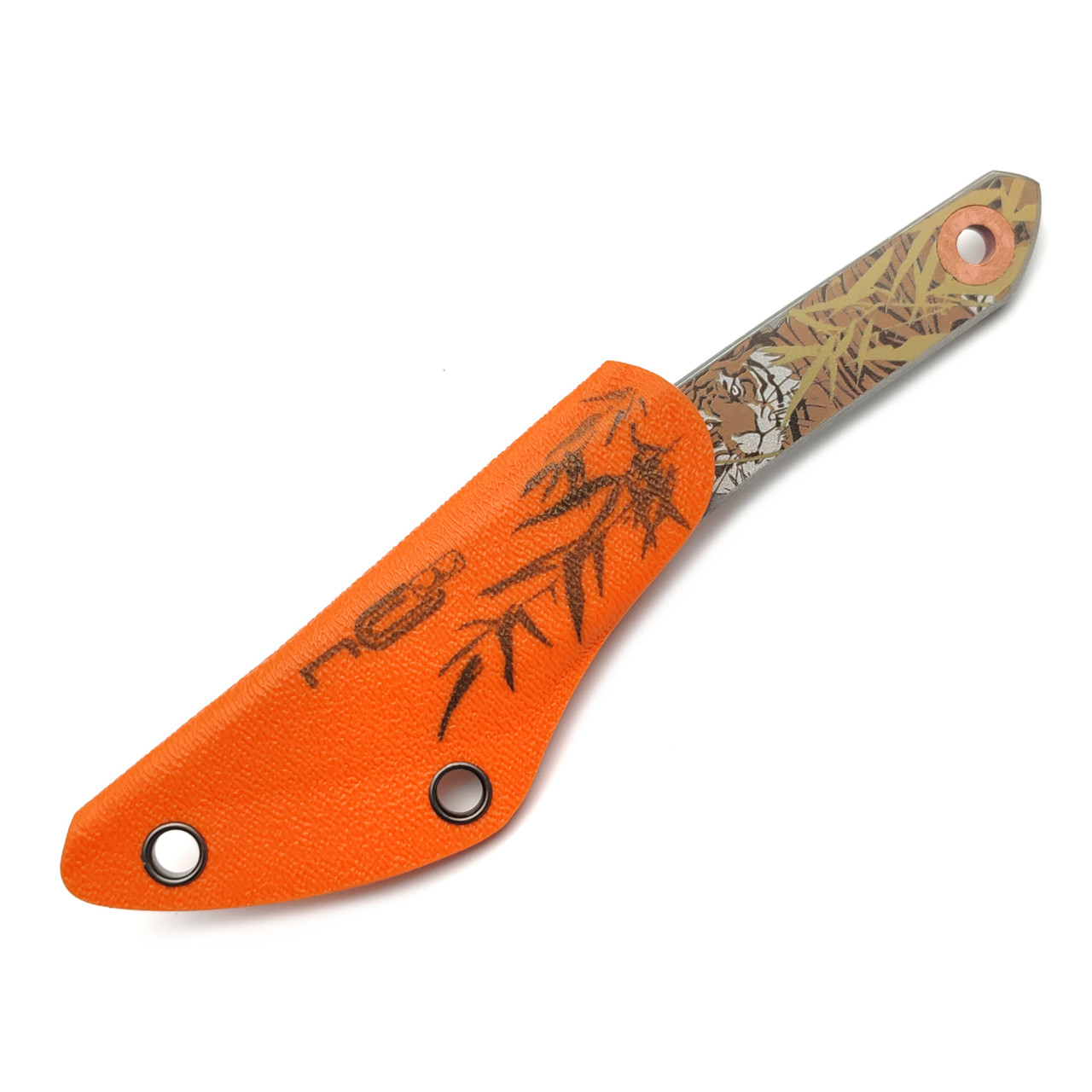 N.C.Custom киридаши KOI - TIGER сталь Aus-8 стоунвош, kydex orange