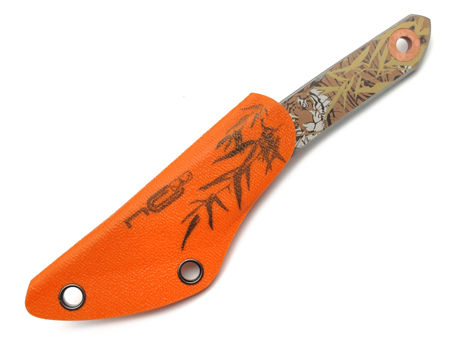 N.C.Custom киридаши KOI - TIGER сталь Aus-8 stonewash, kydex orange