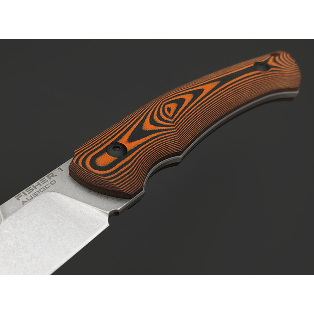 Eagle Knives нож Fisher 1 сталь Aus10Co стоунвош, рукоять G10 black & orange, ножны Kydex
