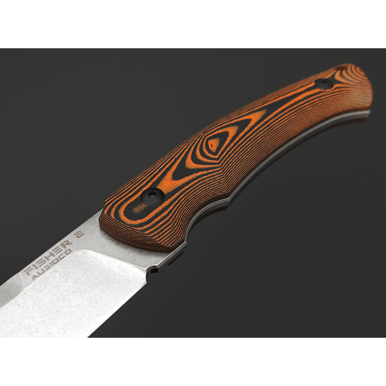 Eagle Knives нож Fisher 2 сталь Aus10Co стоунвош, рукоять G10 black & orange, ножны Kydex
