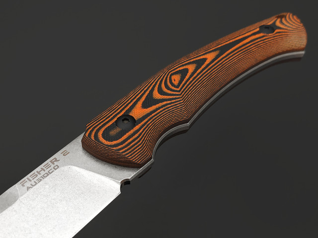 Eagle Knives нож Fisher 2 сталь Aus10Co stonewash, рукоять G10 black & orange, ножны Kydex