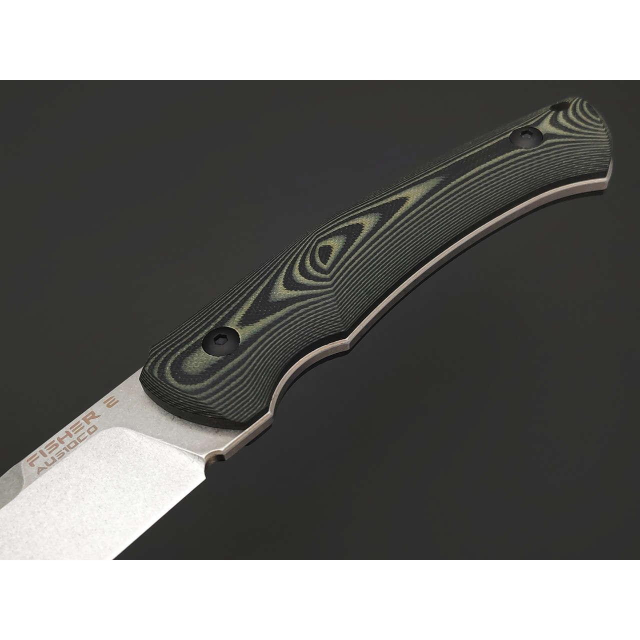 Eagle Knives нож Fisher 2 сталь Aus10Co стоунвош, рукоять G10 black & green, ножны Kydex