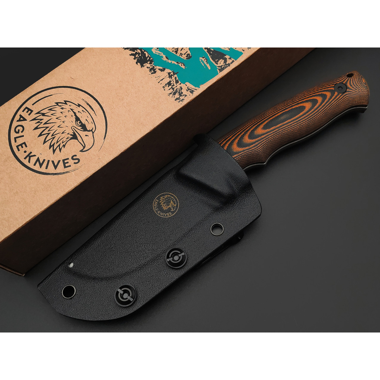 Eagle Knives нож Forester 1 сталь Aus10Co стоунвош, рукоять G10 black & orange, ножны Kydex