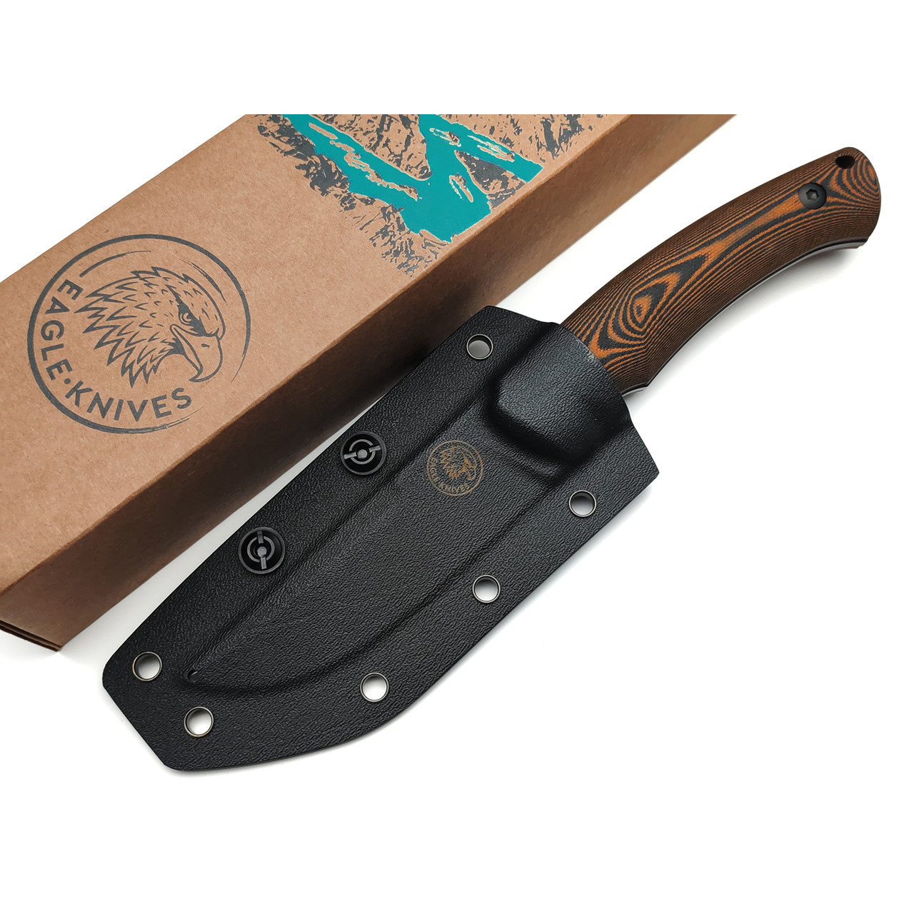 Eagle Knives нож Fisher 2 сталь Aus10Co black, рукоять G10 black & orange, ножны Kydex