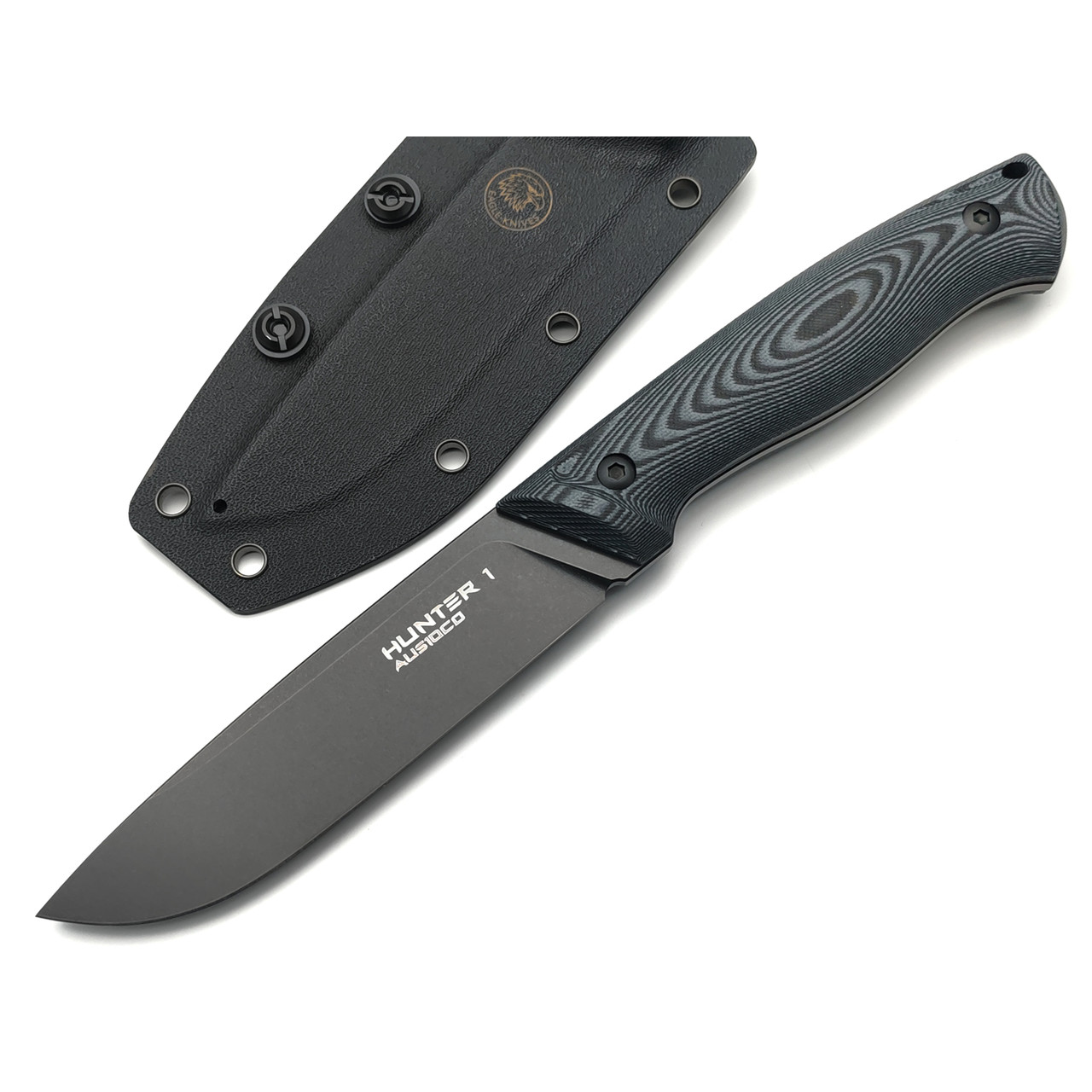 Eagle Knives нож Hunter 1 сталь Aus10Co black, рукоять G10 black & grey, ножны Kydex