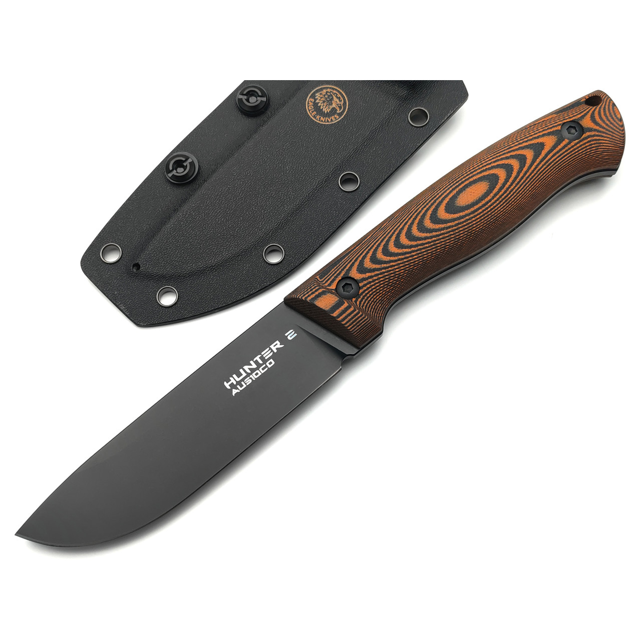 Eagle Knives нож Hunter 2 сталь Aus10Co black, рукоять G10 black & orange, ножны Kydex