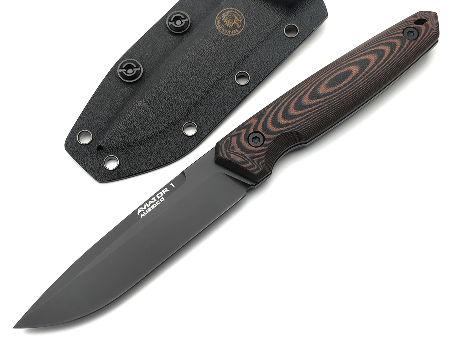 Eagle Knives нож Aviator 1 сталь Aus10Co black, рукоять G10 black & red, ножны Kydex