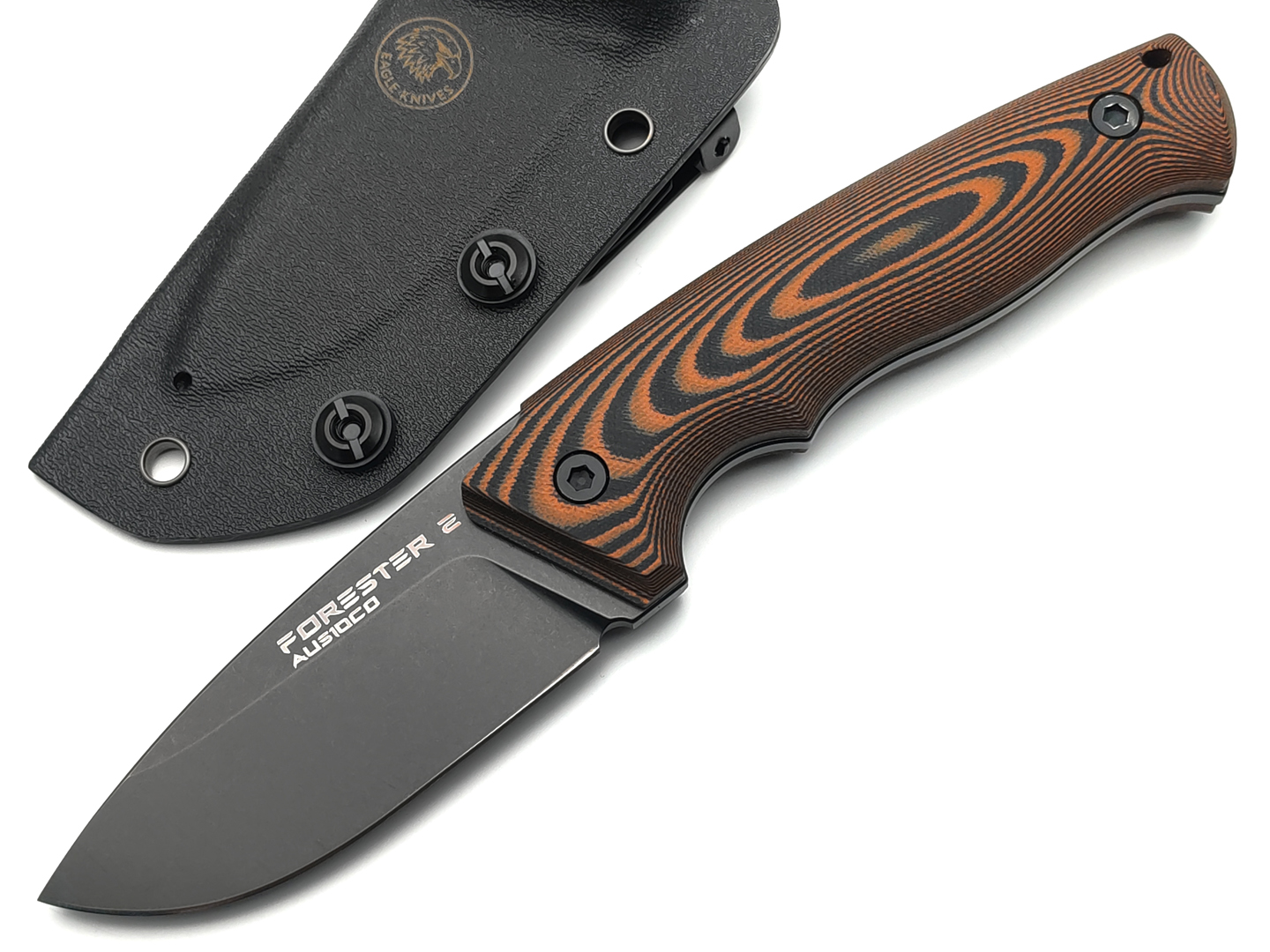 Eagle Knives нож Forester 2 сталь Aus10Co black, рукоять G10 black & orange, ножны Kydex