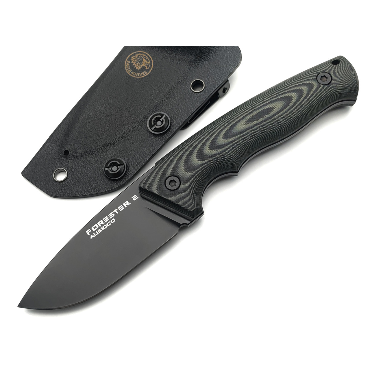 Eagle Knives нож Forester 2 сталь Aus10Co black, рукоять G10 black & green, ножны Kydex