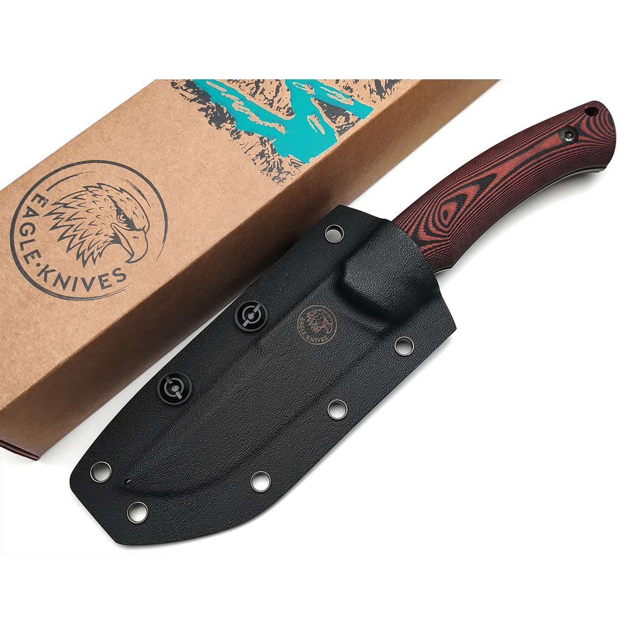 Eagle Knives нож Fisher 1 сталь Aus10Co black, рукоять G10 black & red, ножны Kydex