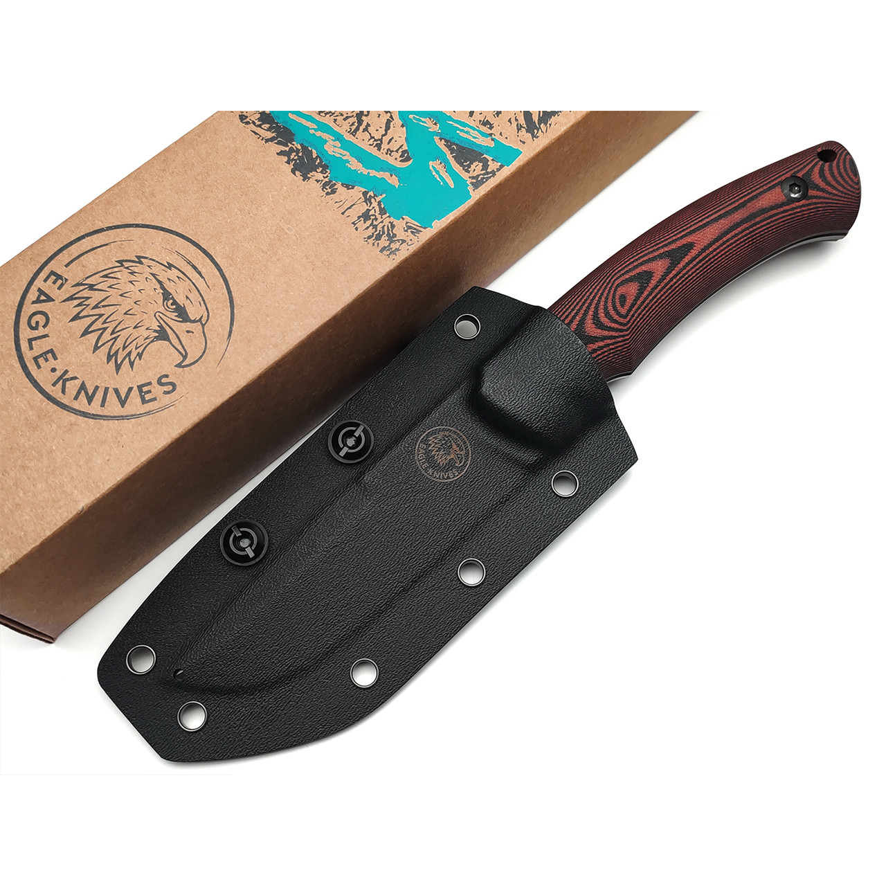 Eagle Knives нож Fisher 1 сталь Aus10Co black, рукоять G10 black & red, ножны Kydex