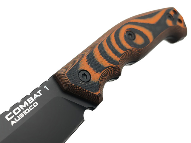 Eagle Knives нож Combat 1 сталь Aus10Co black, рукоять G10 black & orange, ножны Kydex