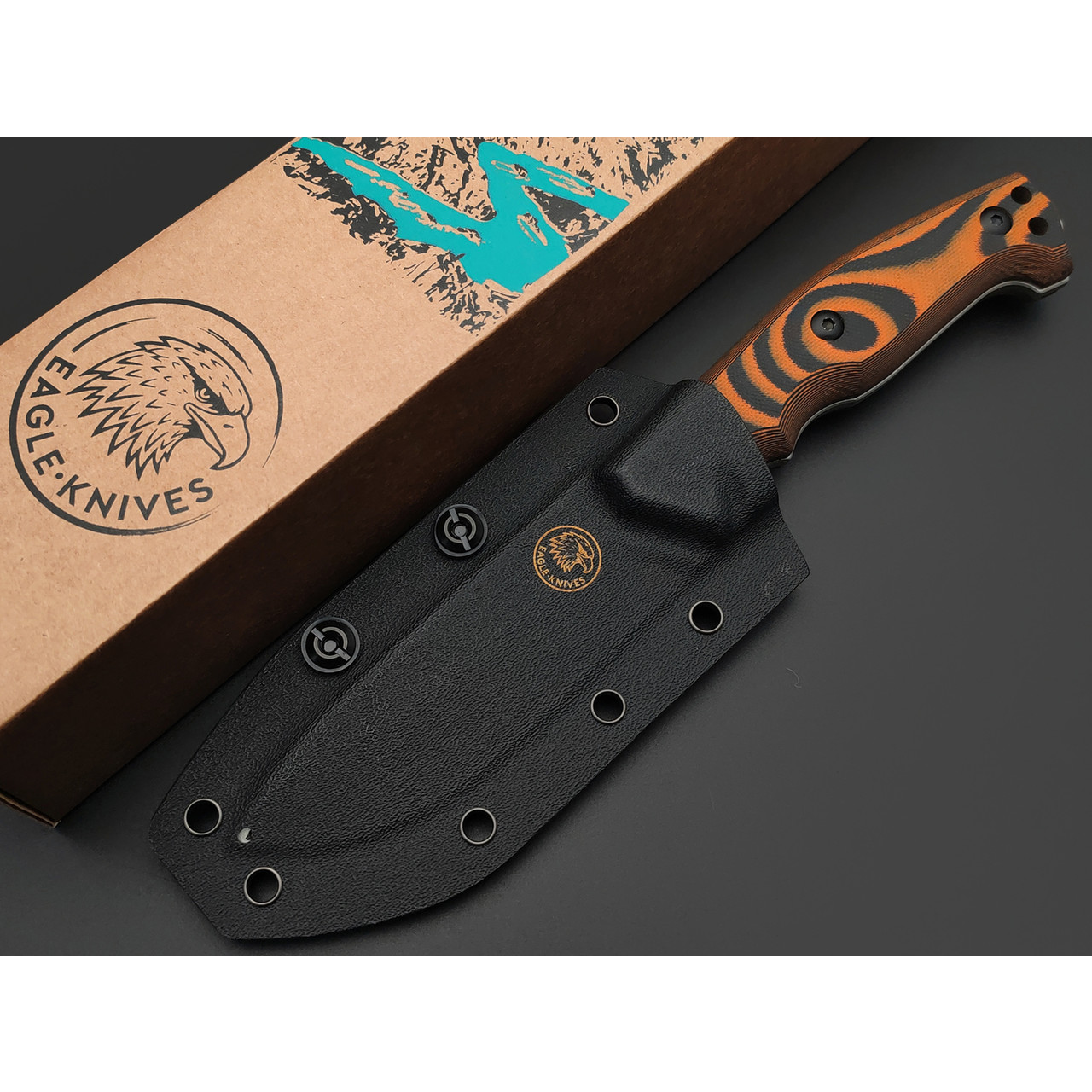 Eagle Knives нож Combat 2 сталь Aus10Co стоунвош, рукоять G10 black & orange, ножны Kydex