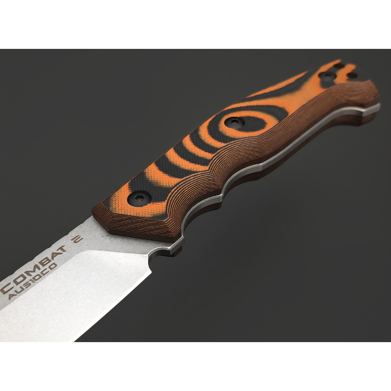 Eagle Knives нож Combat 2 сталь Aus10Co стоунвош, рукоять G10 black & orange, ножны Kydex