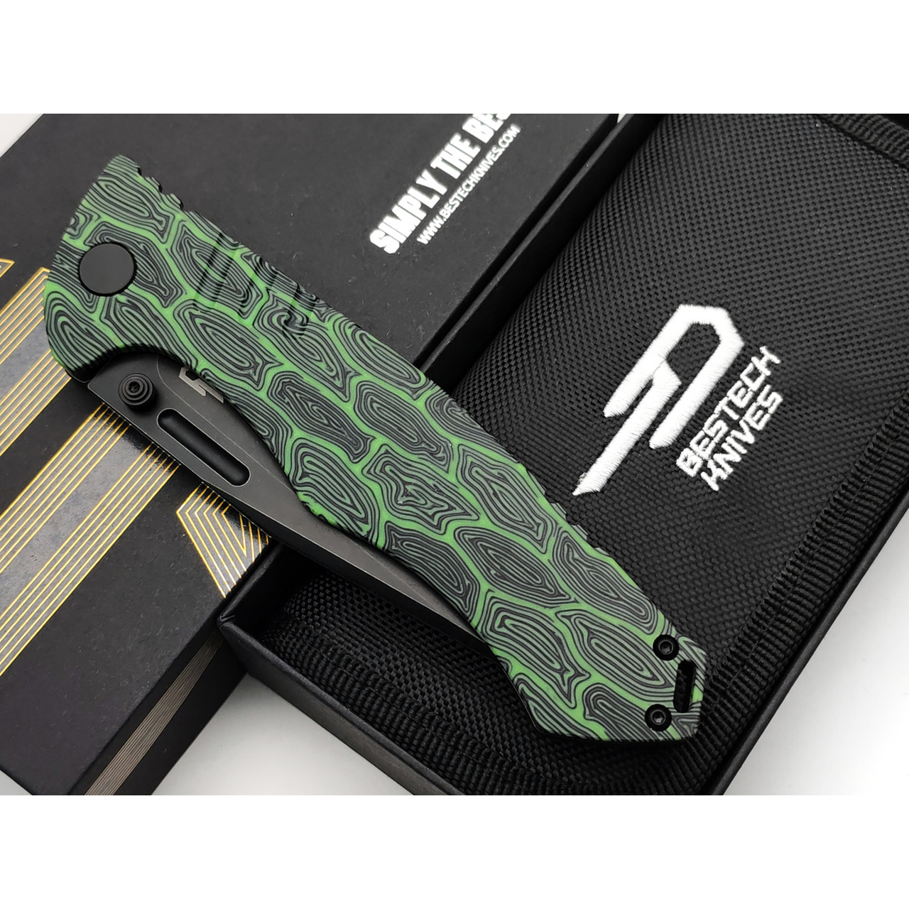 Нож Bestech Keen II BT2301E сталь S35VN блэквош, рукоять Titanium, G10 black & green