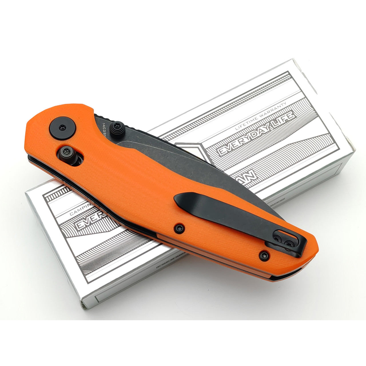Нож Bestechman Ronan BMK02H сталь 14C28N блэквош, рукоять G10 orange
