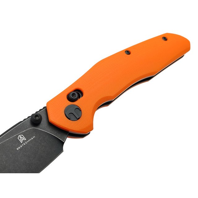 Нож Bestechman Ronan BMK02H сталь 14C28N блэквош, рукоять G10 orange