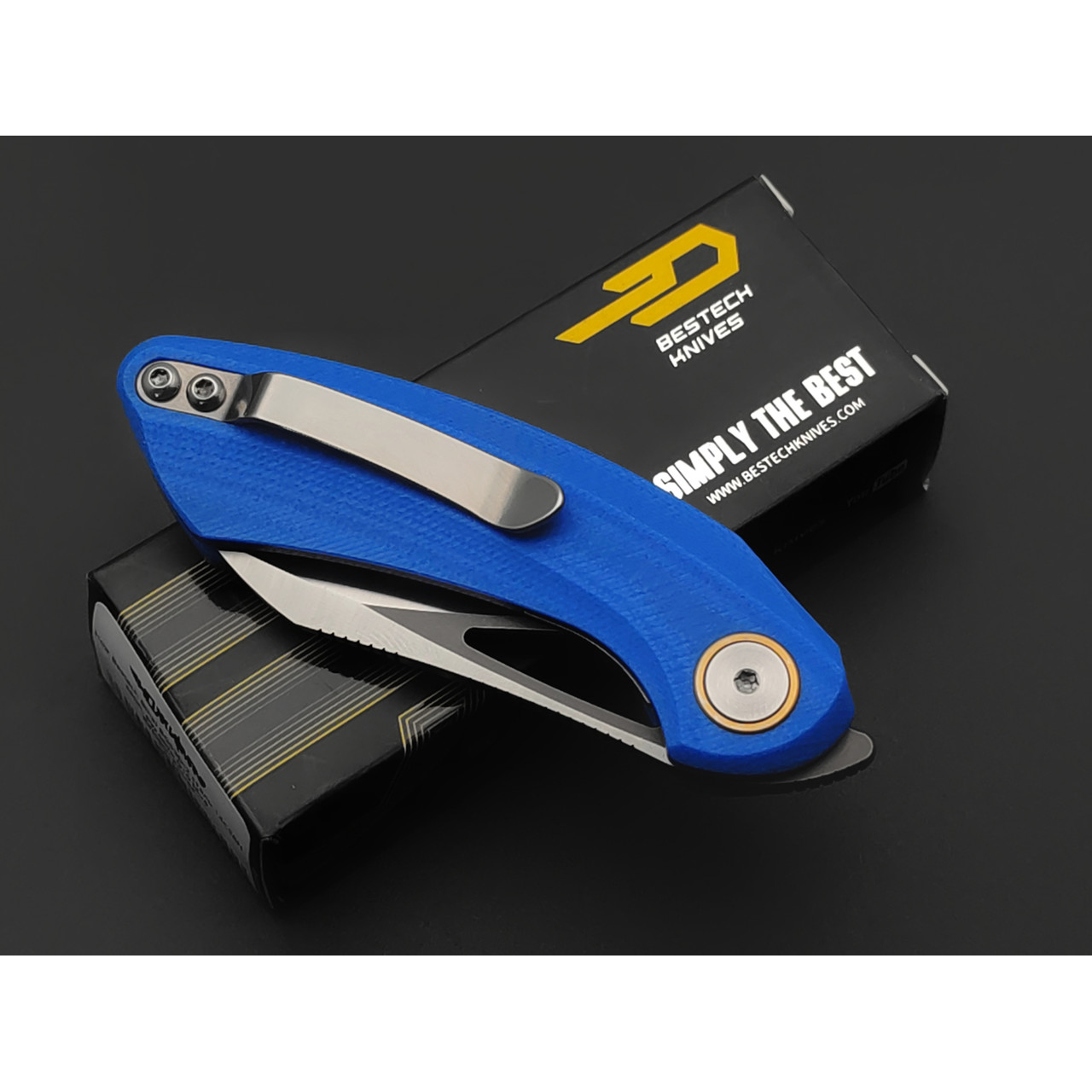 Нож Bestech Bihai BG53D-2 сталь 14C28N satin, рукоять G10 blue
