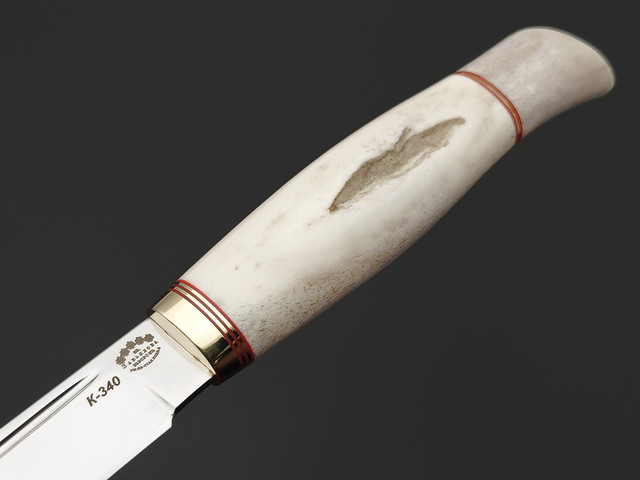 Товарищество Завьялова нож Финка сталь K340, рукоять Рог лося, латунь