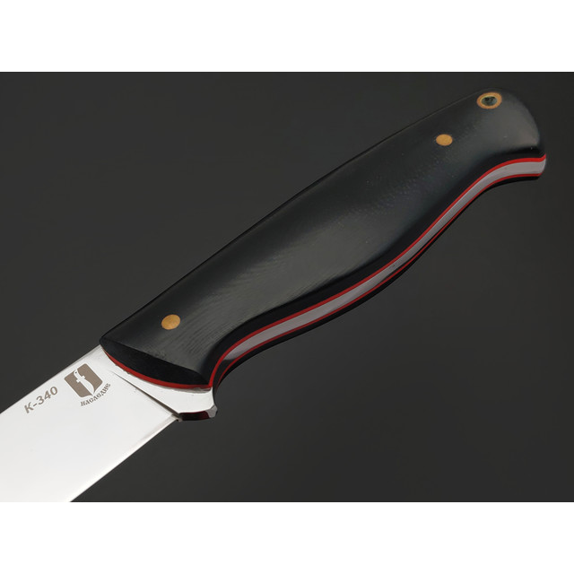 Наследие нож Волжский сталь K340, рукоять G10 black, пины латунь