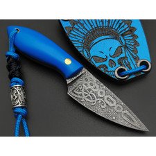 Волчий Век нож Мини МасичЬка Custom сталь M390 WA художественное травление, Рукоять G10 blue, пины латунь