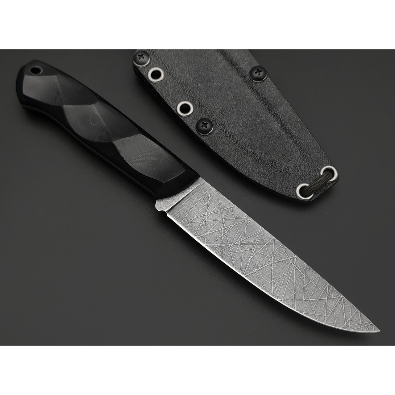 Волчий Век нож Рентген Mod. Custom сталь PGK WA травление Хаотик, Рукоять G10 black, пины карбон