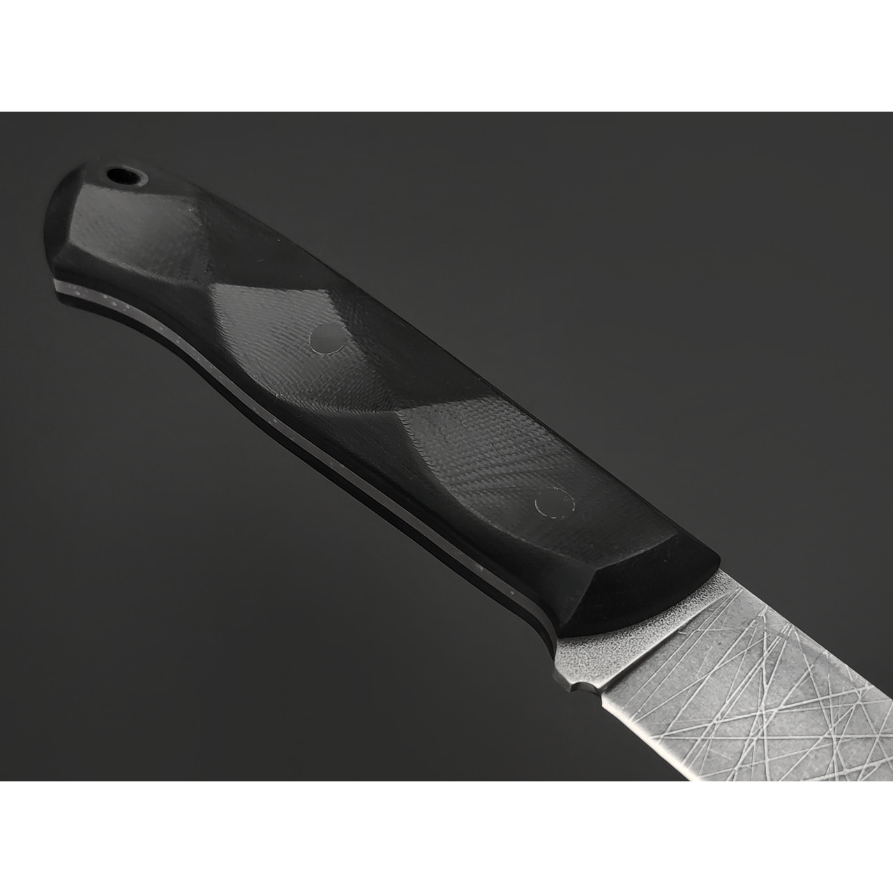 Волчий Век нож Рентген Mod. Custom сталь PGK WA травление Хаотик, Рукоять G10 black, пины карбон