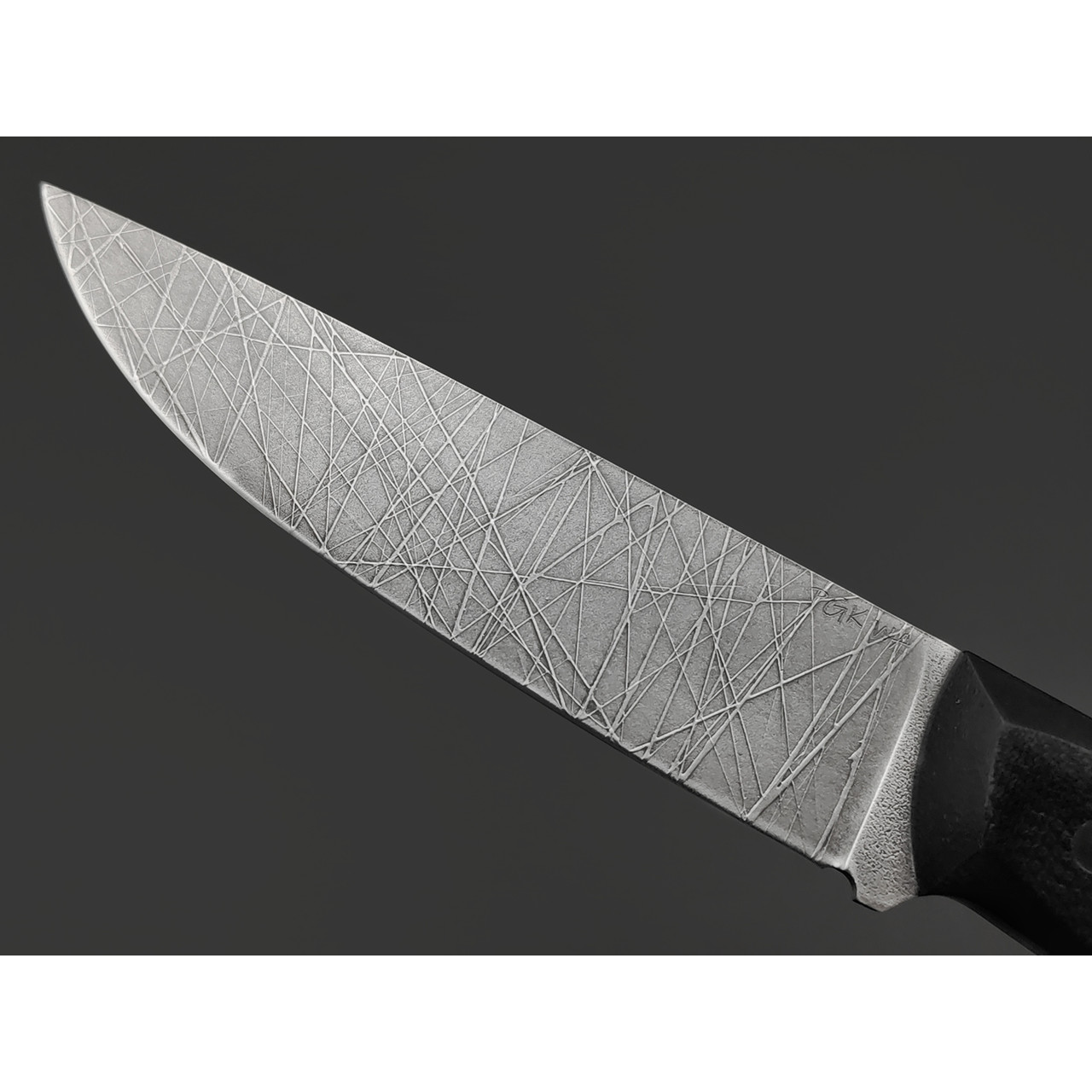 Волчий Век нож Рентген Mod. Custom сталь PGK WA травление Хаотик, Рукоять G10 black, пины карбон