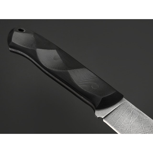 Волчий Век нож Рентген Mod. Custom сталь PGK WA травление Хаотик, Рукоять G10 black, пины карбон