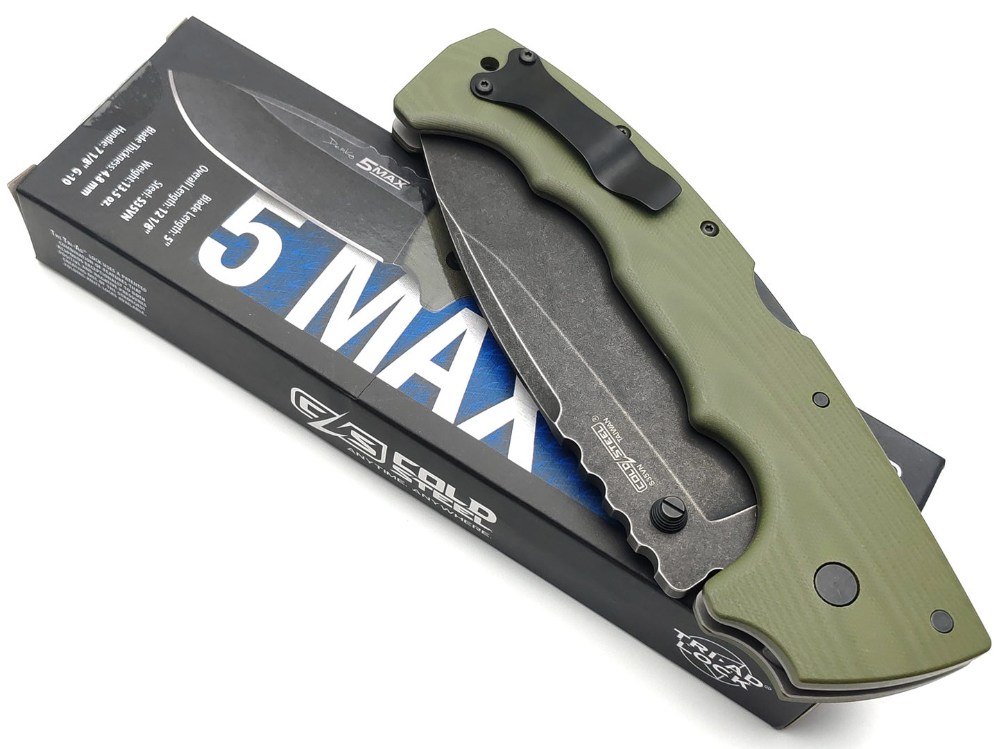 Нож Cold Steel 5-Max FL-50MAX сталь S35VN blackwash, рукоять G10 olive