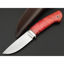 Кметь нож КМ-022 Кроха сталь Elmax, Рукоять карельская берёза, мельхиор