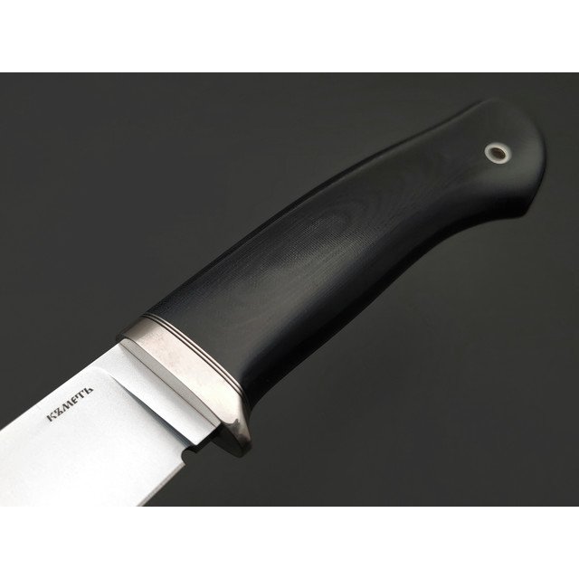 Кметь нож КМ-002 Клык сталь S390 Хром, Рукоять микарта, мельхиор