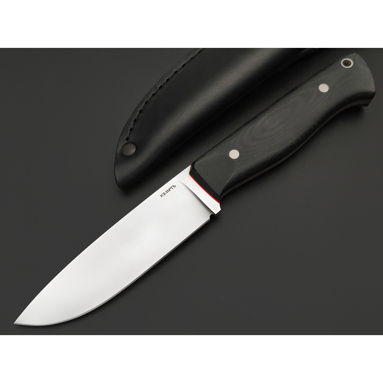 Кметь нож КМ-006 Малыш ЦМ сталь K110, Рукоять микарта, G10 red
