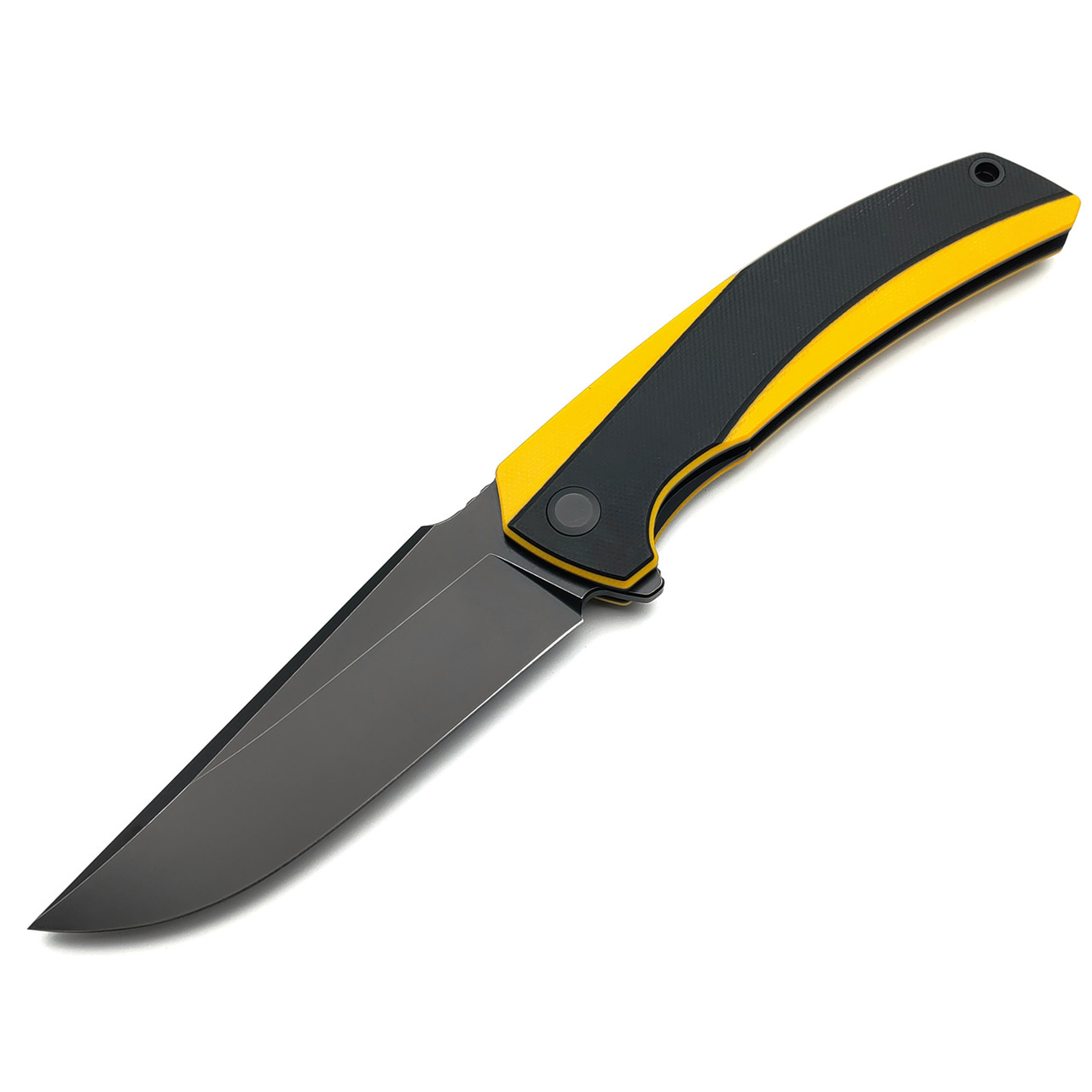 TuoTown складной нож Loong сталь T10S, рукоять G10 чёрный с жёлтым, Титан TC4
