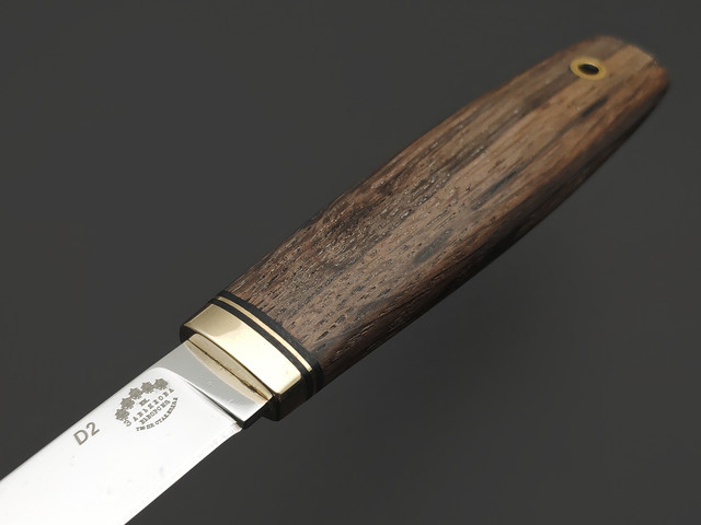 Товарищество Завьялова нож Маус сталь D2, рукоять Морёный дуб, латунь, G10 black